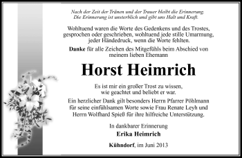 Traueranzeige von Horst Heimrich von Südthüringer Presse