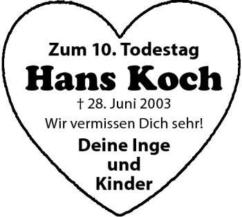 Traueranzeige von Hans Koch von Neue Presse Coburg