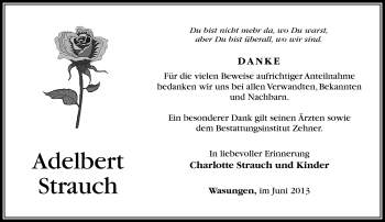 Traueranzeige von Adelbert Strauch von Südthüringer Presse