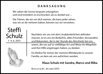 Traueranzeige von Steffi Schulz von Neue Presse Coburg