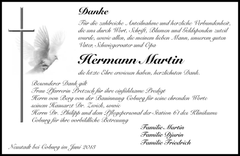 Traueranzeige von Hermann Martin von Neue Presse Coburg