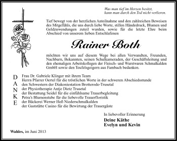 Traueranzeige von Rainer Both von Südthüringer Presse