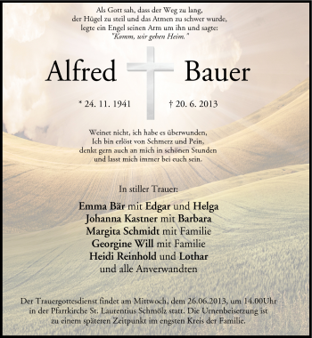 Traueranzeige von Alfred Bauer von Neue Presse Coburg