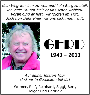 Traueranzeige von Gerd Heinz von Frankenpost