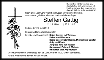 Traueranzeige von Steffen Gattig von Frankenpost