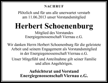 Traueranzeige von Herbert Schoenenburg von Südthüringer Presse