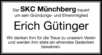 Traueranzeige von ERich Gütinger von Frankenpost