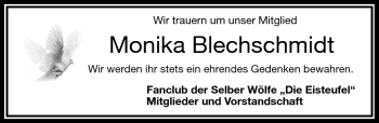Traueranzeige von Monika Blechschmidt von Frankenpost