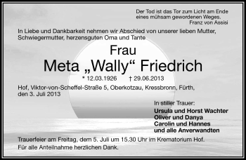 Traueranzeige von Meta 