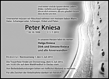 Traueranzeige von Peter Kniesa von Neue Presse Coburg