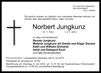 Traueranzeige von Norbert Jungkunz von Neue Presse Coburg