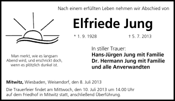 Traueranzeige von Elfriede Jung von Neue Presse Coburg