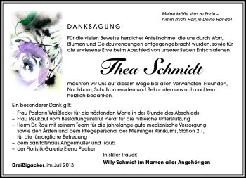 Traueranzeige von Thea Schmidt von Südthüringer Presse