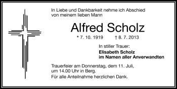 Traueranzeige von Alfred Scholz von Frankenpost