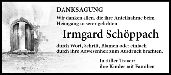 Traueranzeige von Irmgard Schöppach von Neue Presse Coburg