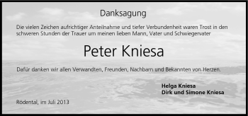 Traueranzeige von Peter Kniesa von Neue Presse Coburg