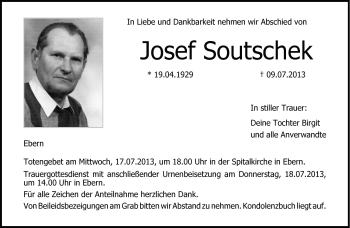 Traueranzeige von Josef Soutschek von Neue Presse Coburg