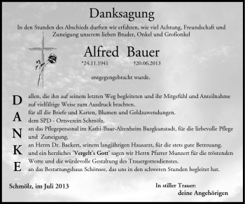 Traueranzeige von Alfred Bauer von Neue Presse Coburg