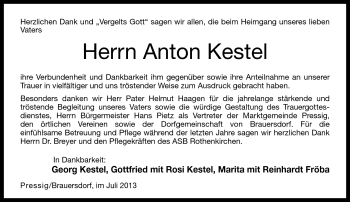 Traueranzeige von Anton Kestel von Neue Presse Coburg