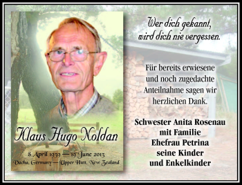 Traueranzeige von Klaus Hugo Noldan von Südthüringer Presse