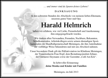 Traueranzeige von Harlad Helmrich von Südthüringer Presse