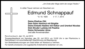 Traueranzeige von Edmund Schnappauf von Neue Presse Coburg