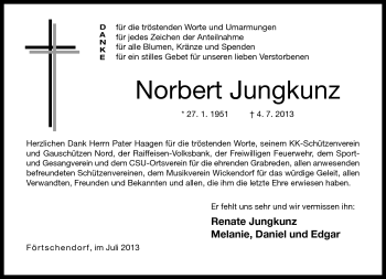 Traueranzeige von Norbert Jungkunz von Neue Presse Coburg