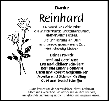 Traueranzeige von Reinhard Müller von Frankenpost