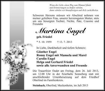 Traueranzeige von Martina Engel von Südthüringer Presse