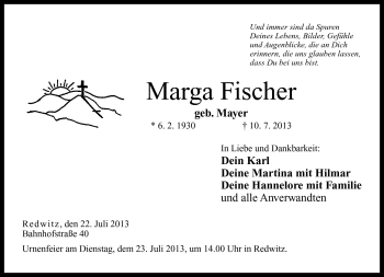 Traueranzeige von Marga Fischer von Neue Presse Coburg