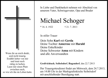 Traueranzeige von Michael Schoger von Neue Presse Coburg