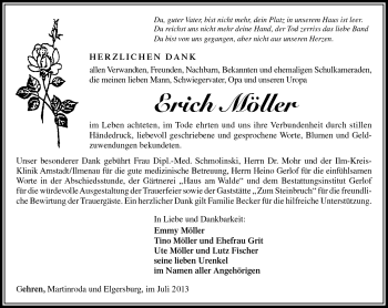 Traueranzeige von Erich Möller von Südthüringer Presse