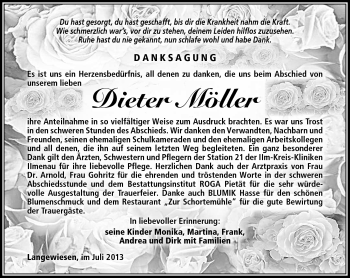 Traueranzeige von Dieter Möller von Südthüringer Presse