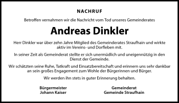 Traueranzeige von Andreas Dinkler von Südthüringer Presse