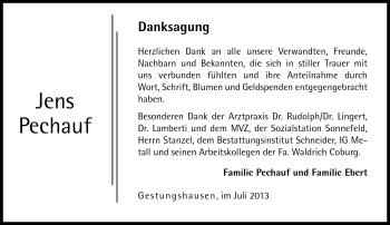 Traueranzeige von Jens Pechauf von Neue Presse Coburg