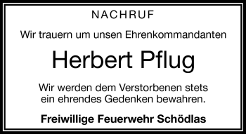 Traueranzeige von Herbert Plug von Frankenpost