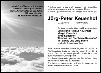 Traueranzeige von Jörg-Peter Keuenhof von Neue Presse Coburg