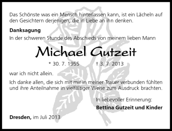 Traueranzeige von Michael Gutzeit von Südthüringer Presse