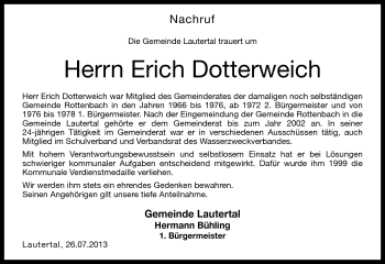 Traueranzeige von Erich Dotterweich von Neue Presse Coburg