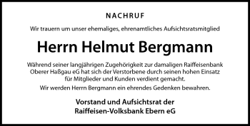 Traueranzeige von Helmut Bergmann von Neue Presse Coburg