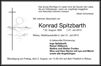 Traueranzeige von Konrad Spitzbarth von Frankenpost