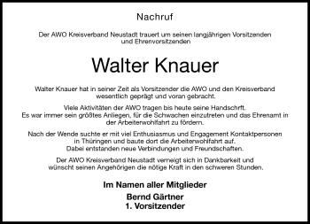 Traueranzeige von Walter Knauer von Neue Presse Coburg