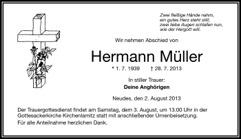 Traueranzeige von Hermann Müller von Frankenpost