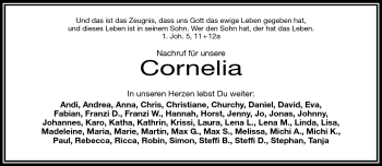 Traueranzeige von Cornelia Stöcker von Frankenpost