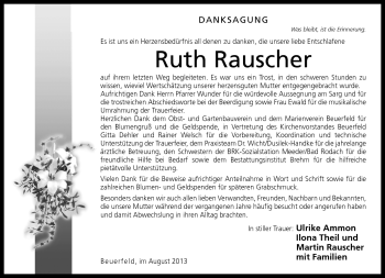 Traueranzeige von Ruth Rauscher von Neue Presse Coburg