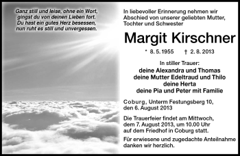 Traueranzeige von Margit Kirschner von Neue Presse Coburg