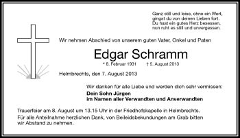 Traueranzeige von Edgar Schramm von Frankenpost