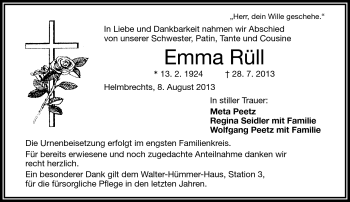 Traueranzeige von Emma Rüll von Frankenpost