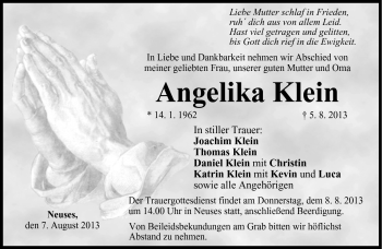 Traueranzeige von Angelika Klein von Neue Presse Coburg