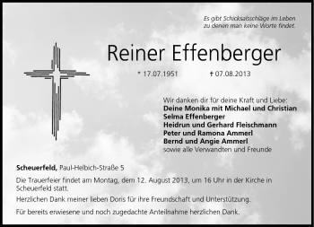 Traueranzeige von Reiner Effenberger von Neue Presse Coburg